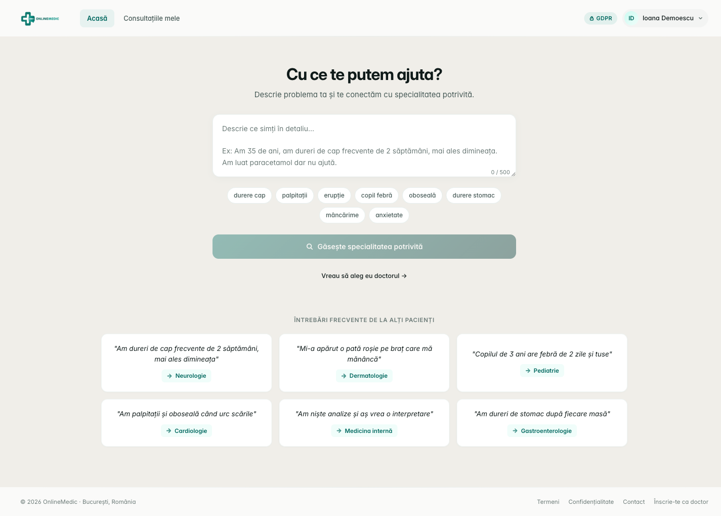 Home pacient autentificat