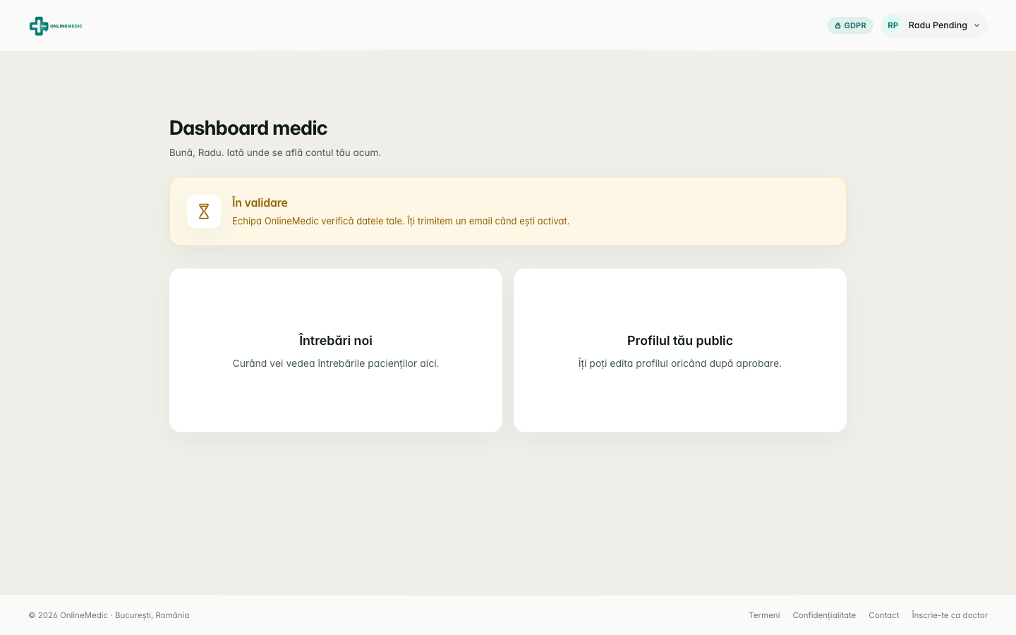 Dashboard medic pending