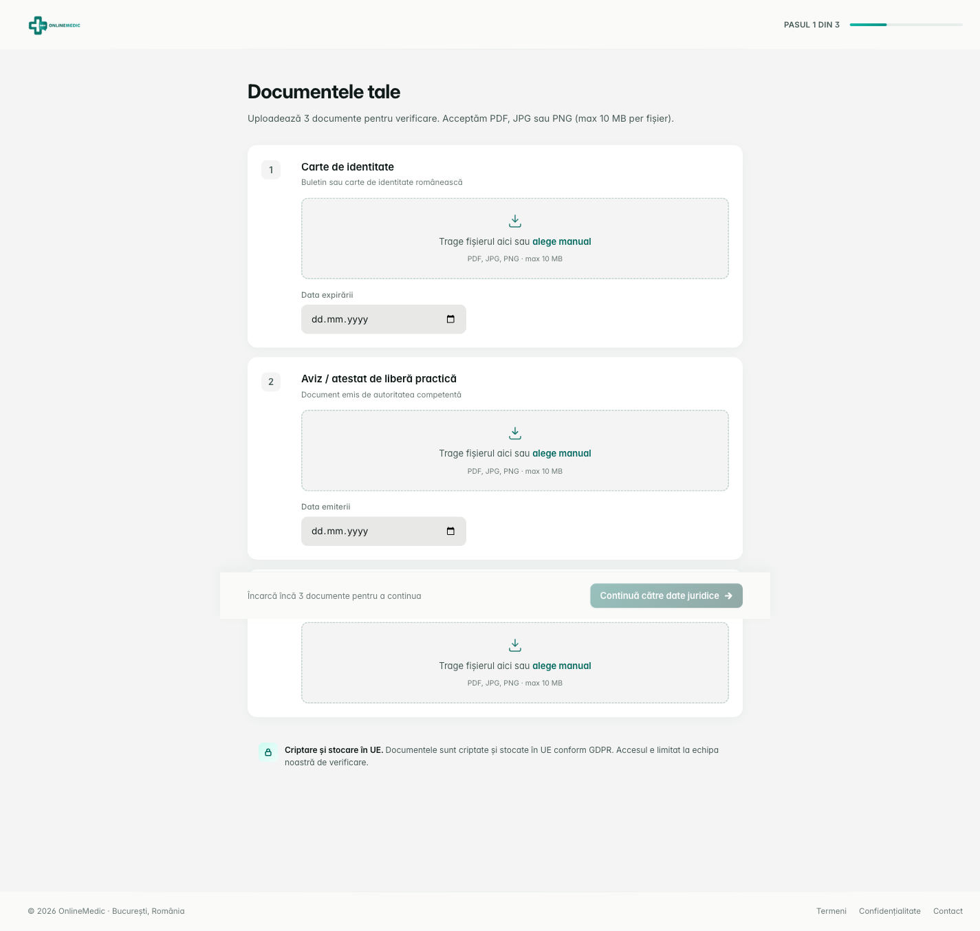 Onboarding documente medic